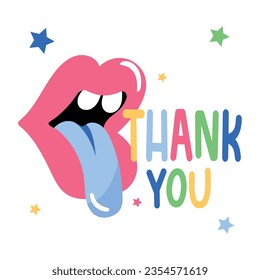 Modern flat sticker of thank you 