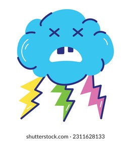 Modern flat sticker of thunderstorm 