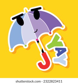 Modern flat sticker of umbrella 