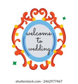 Etiqueta plana moderna del marco de la boda 