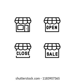 Modern flat store icon set 
