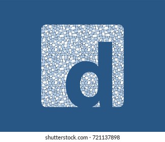 Modern flat style alphabet logo design in blue stile with texture. Letter D. Vector illustration