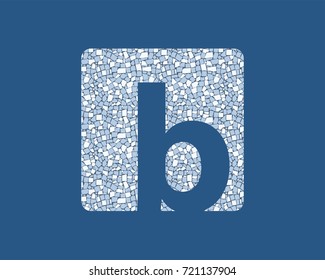 Modern flat style alphabet logo design in blue stile with texture. Letter B. Vector illustration