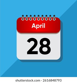 Modern Flat Style April Date – Red and Black Calendar Concept