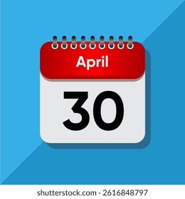 Modern Flat Style April Date – Red and Black Calendar Concept