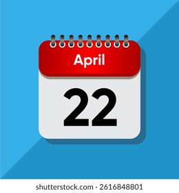 Modern Flat Style April Date – Red and Black Calendar Concept