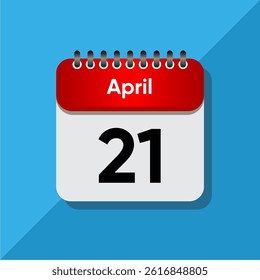 Modern Flat Style April Date – Red and Black Calendar Concept