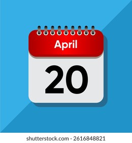 Modern Flat Style April Date – Red and Black Calendar Concept