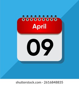 Modern Flat Style April Date – Red and Black Calendar Concept