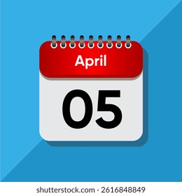 Modern Flat Style April Date – Red and Black Calendar Concept
