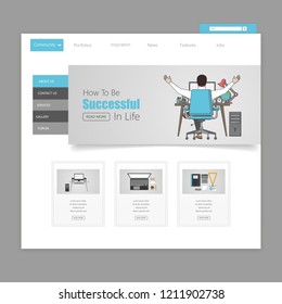 Modern Flat Style Business Website Template Design, Editable Vector Illustration. 