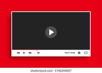 plantilla de reproductor de vídeo blanco limpio de estilo plano moderno
