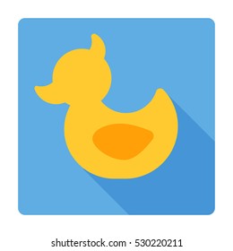 Modern flat style cute icon of yellow rubber duck