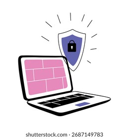 Estilo plano moderno de ilustración de seguridad cibernética
