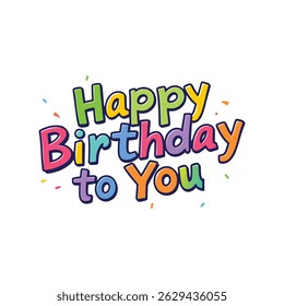 Modern Flat Style Happy Birthday Typography Vector on White Background