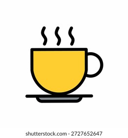 Modern Flat Style Hot Coffee Cup with Saucer Beverage Icon