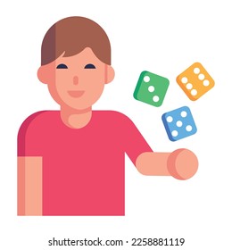Modern flat style icon of dice player 