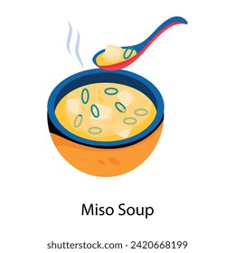 Icono moderno de estilo plano de la sopa de miso 