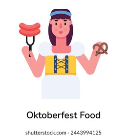 Modern flat style icon of oktoberfest food 