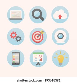 Modern flat style icons set for web - developer set