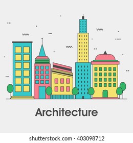 Modern flat style illustration of Architecture Engineering Construction and Building Planning.One page Web Design template, Hero Image concept, Website Elements layout.