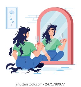 Modern flat style illustration depicting self hate 