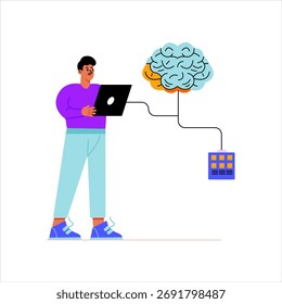 Ilustración moderna de estilo plano de aprendizaje automático