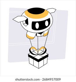 Ilustração moderna de estilo plano da entrega do robô 