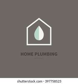 Modern flat style logo for plumber or handyman. Plumbing company. House repair. Isolated and easy to use company symbol.