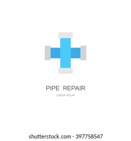 Modern flat style logo for plumber or handyman. Plumbing company. House repair. Isolated and easy to use company symbol.