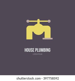 Modern flat style logo for plumber or handyman. Plumbing company. House repair. Isolated and easy to use company symbol.