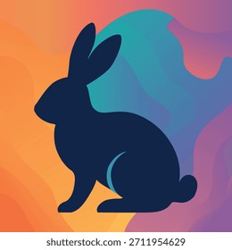 Ilustración vectorial moderna de la silueta del conejo del estilo plano