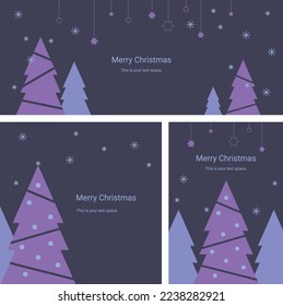 Modern Flat Style Snowy Night Sky Christmas Background Card Banner