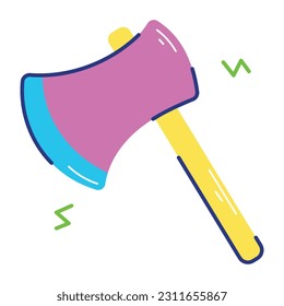 Modern flat style sticker of axe, editable design 