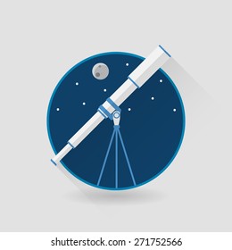 Modern flat style telescope vector icon