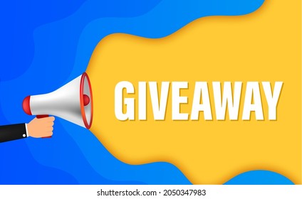 Modern flat style template with giveaway megaphone for banner design. Social media like icon concept. Vector illustration.
