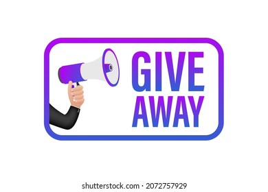 Modern flat style template with giveaway megaphone for banner design. Social media like icon concept. Vector illustration
