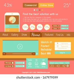 Modern Flat Style UI interface design elements for all your projects.