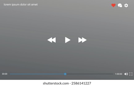 Modern flat style video player template for web and mobile apps. Vector illustration.