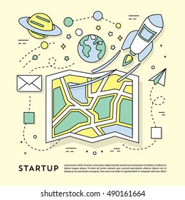 Modern Flat Styled Business Start up Travel Illustration. Vector Elements and icons