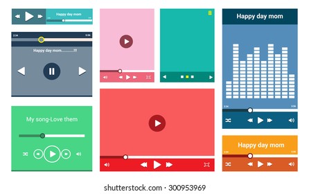 Modern, Flat, Stylish & complete multimedia GUI set in multi color.