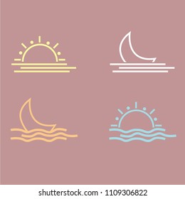 Modern flat sun and moon icons 