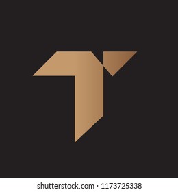 modern flat t character logo