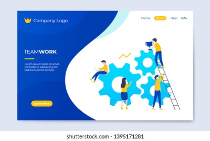 Modern flat teamwork landing flat illustration banner