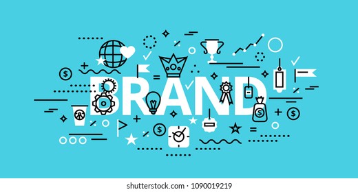Modern flat thin line design vector illustration, concept of brand, for graphic and web design