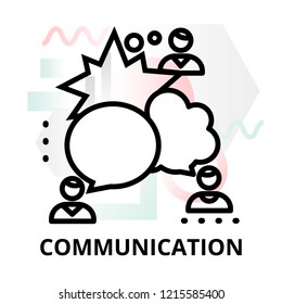 Modern flat thin line design vector illustration, concept of communication on abstract background, for graphic and web design