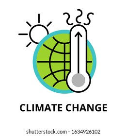 Modern flat thin line design icon, vector illustration, infographic concept of Climate Change for graphic and web design