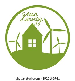 Modern flat thin line design vector illustration, infographic concept of ecology problem, green energy and wind turbines, for graphic and web design