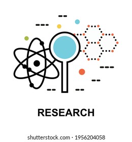 Modern flat thin line design vector illustration, concept of Research, for graphic and web design