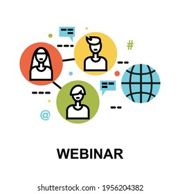 Modern flat thin line design vector illustration, concept of Webinar, for graphic and web design